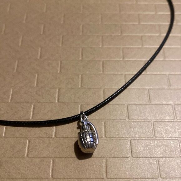 Dainty, Faux Grenade, Charm & Brown Wax Cord, Adjustable Rope - Picture 7 of 16